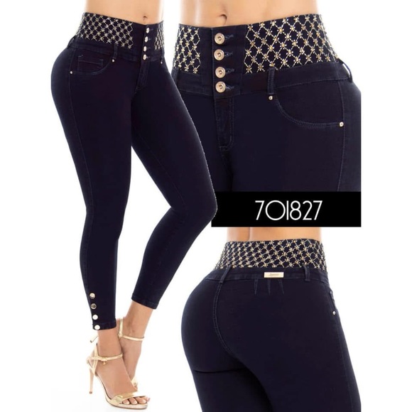 Stylish Women's Black Jeans with Gold Accents